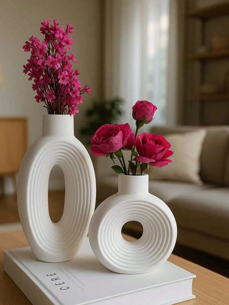 Concentric Donut Portal Vase with Florals